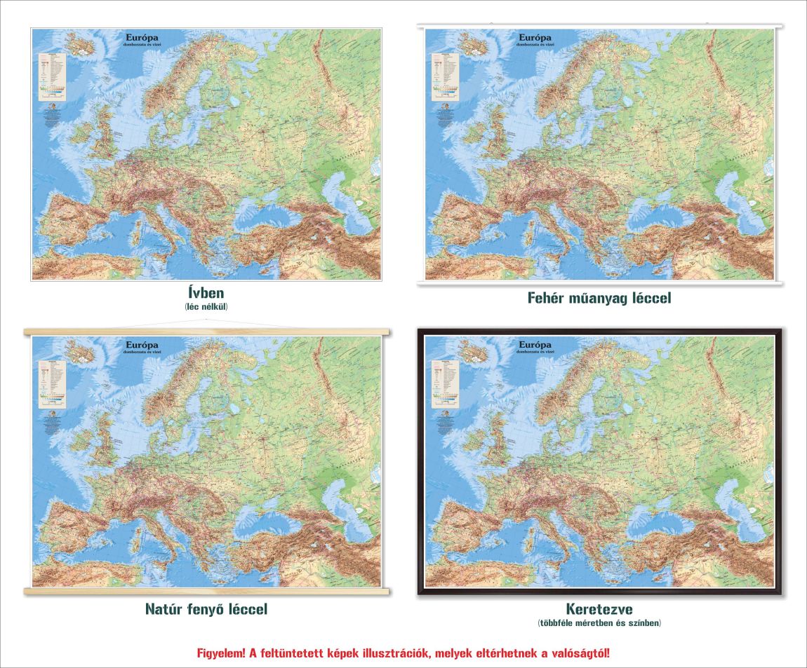 Európa domborzata falitérkép