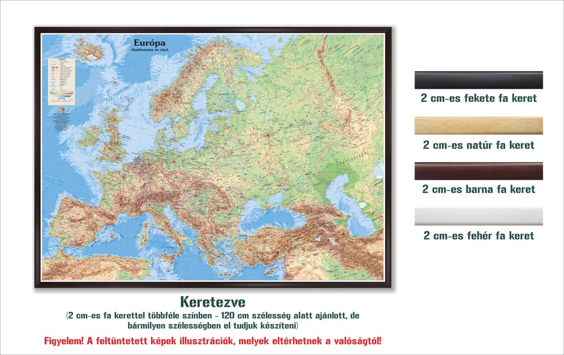 Európa domborzata falitérkép
