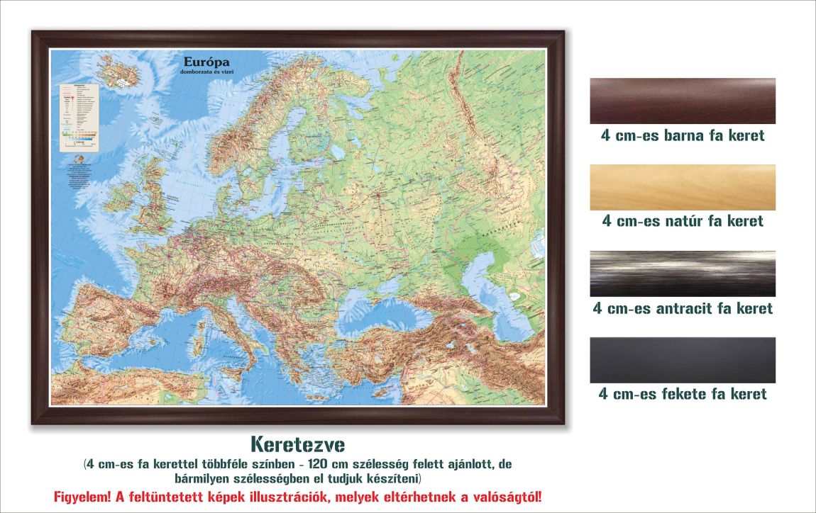 Európa domborzata falitérkép