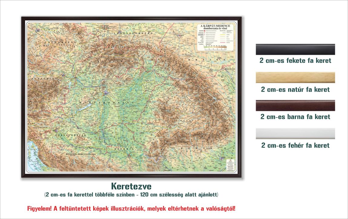 Kárpát-medence domborzata falitérkép
