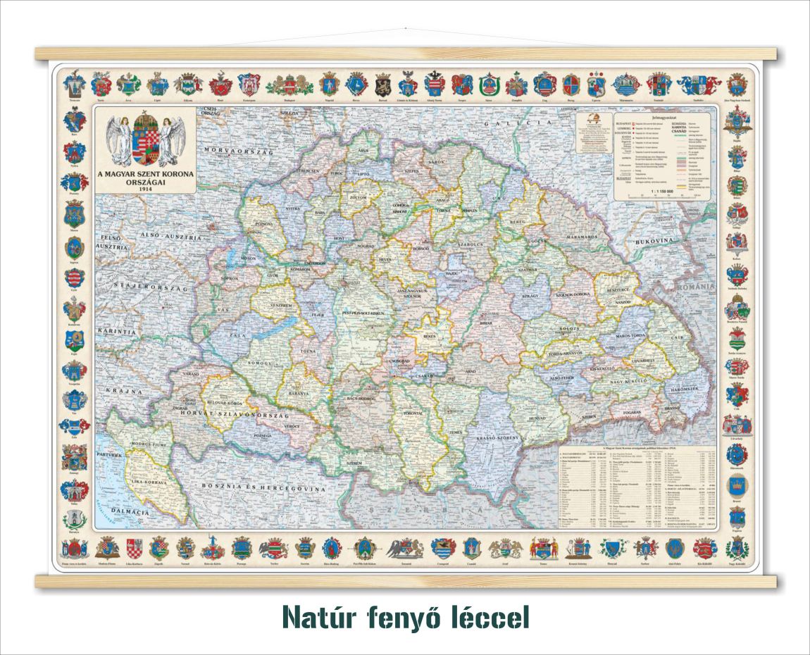 A Magyar Szent Korona Országai 1914 falitérkép