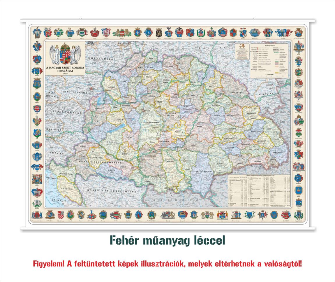 A Magyar Szent Korona Országai 1914 falitérkép